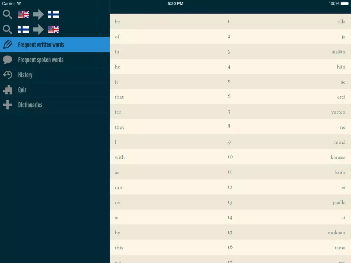 Captures d'écran de Easy Learning Finnish - Translate & Learn - 60+ Languages, Quiz, frequent words lists, vocabulary iPad 