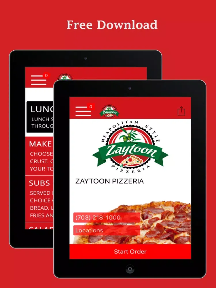Capturas de pantalla de Zaytoon Pizza iPad 