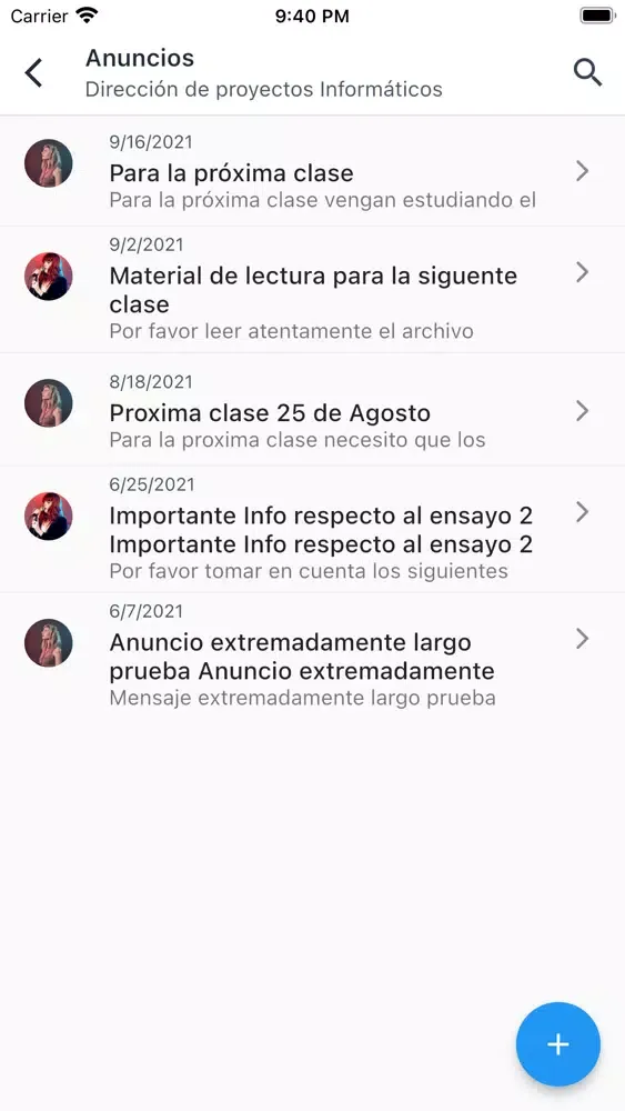 Zrzuty ekranu Aula Virtual Profesores ESPOL