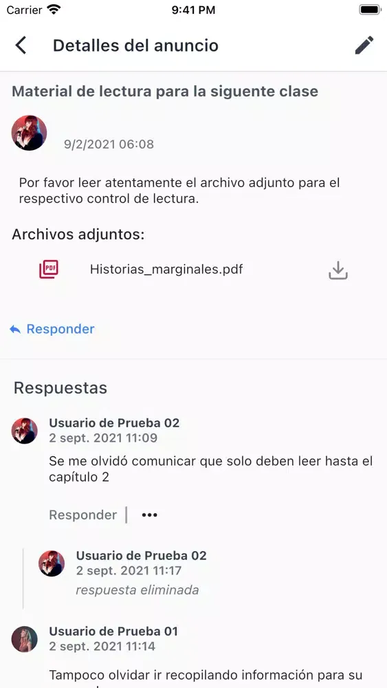 Zrzuty ekranu Aula Virtual Profesores ESPOL