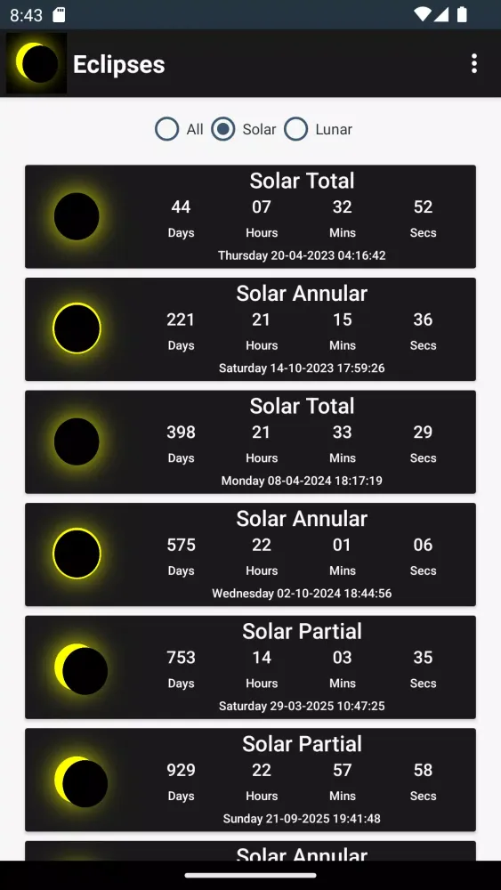 Eclipse Countdown Screenshots