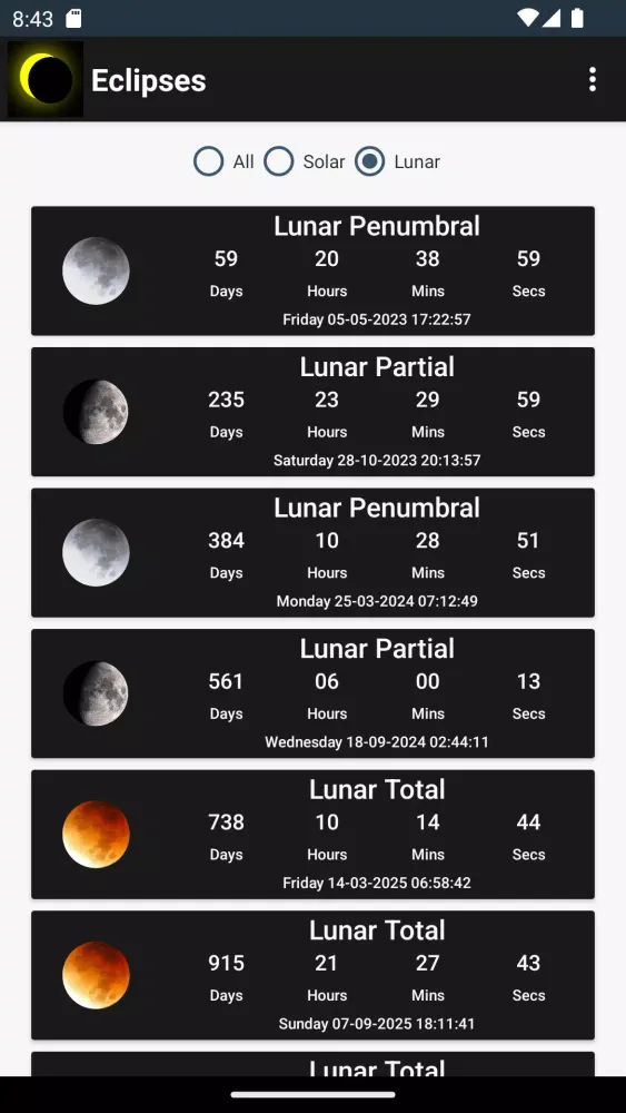 Eclipse Countdown Screenshots