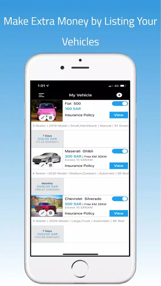 PICK Owner – Vehicle Sharing Screenshots