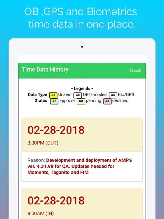 Zrzuty ekranu EDS GPS Attendance Capture iPad 