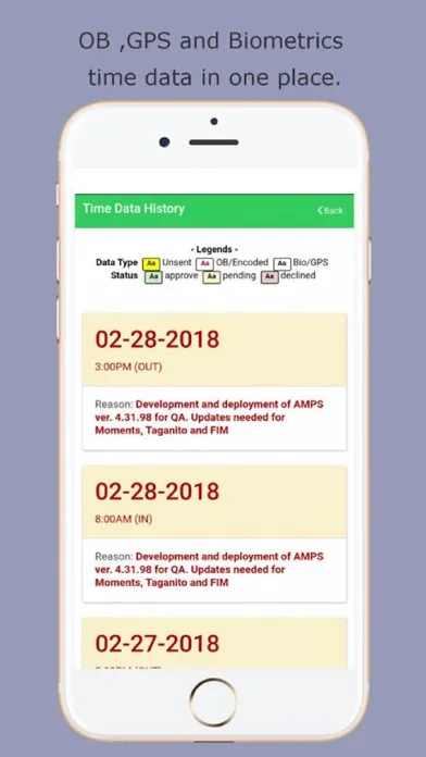 Zrzuty ekranu EDS GPS Attendance Capture