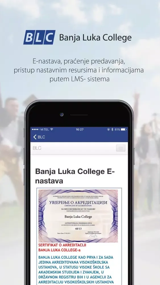 Ảnh chụp màn hình của BLC Banja Luka College