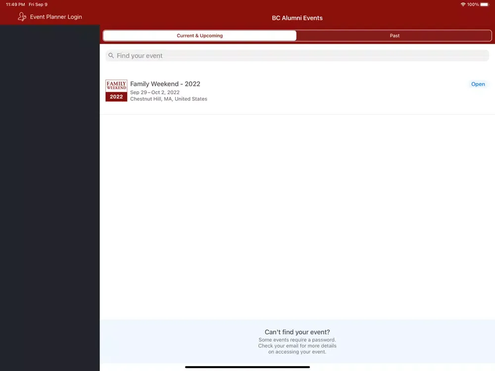 Boston College Alumni Events iPad  Screenshots
