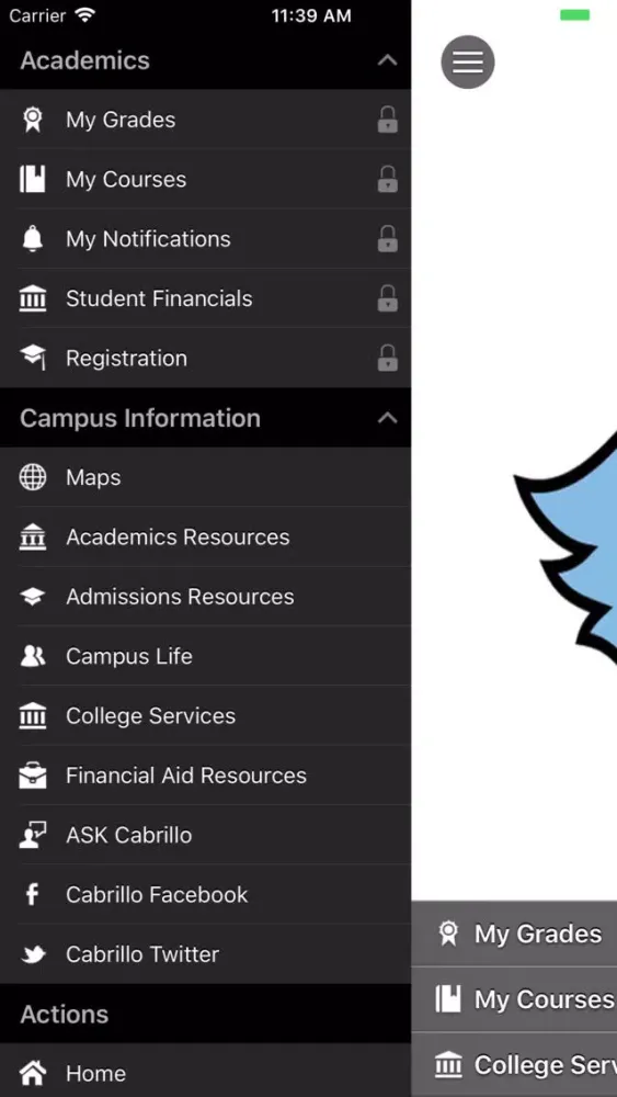 Tangkapan skrin Cabrillo College Mobile