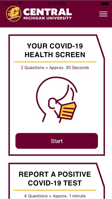 CMICH Healthscreen Screenshots