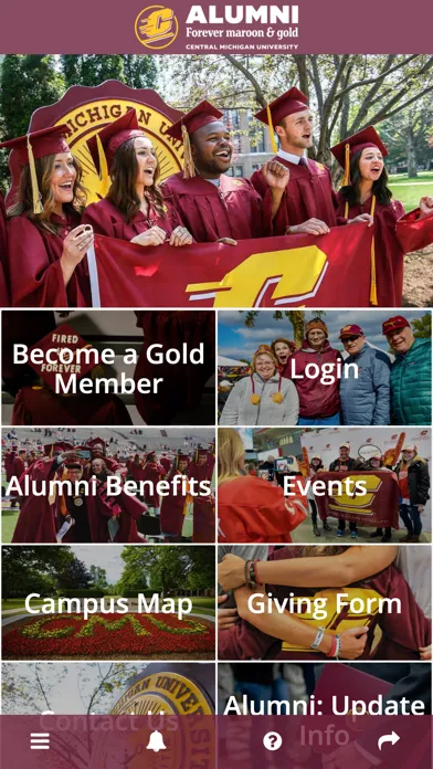 Capturas de tela do CMU Alumni