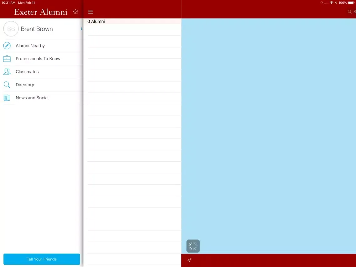 Tangkapan skrin Phillips Exeter Alumni iPad 