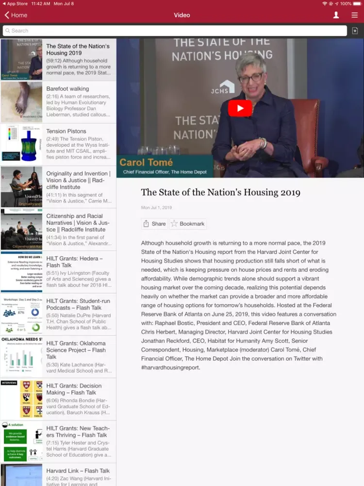 Harvard Mobile iPad  Screenshots