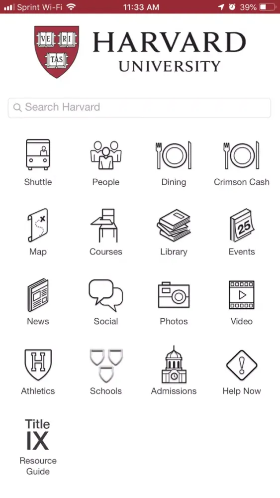 Harvard Mobile Screenshots