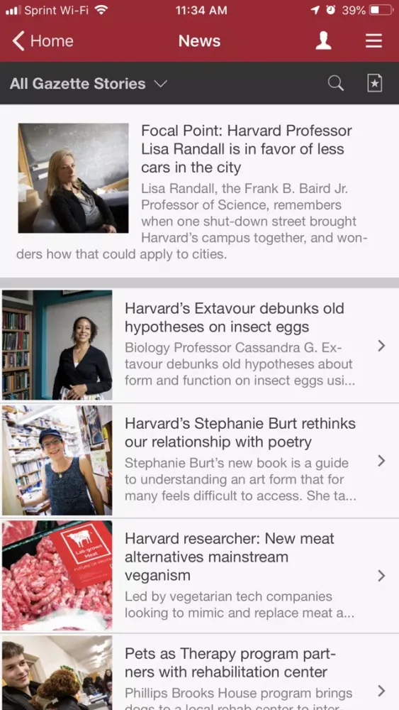 Harvard Mobile Screenshots