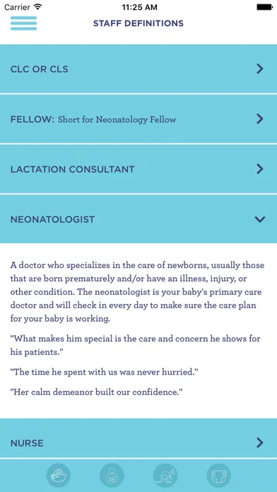 NICU Companion Screenshots