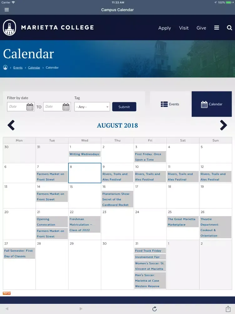 صور Marietta College App iPad 