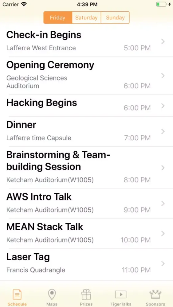 Capturas de tela do TigerHacks