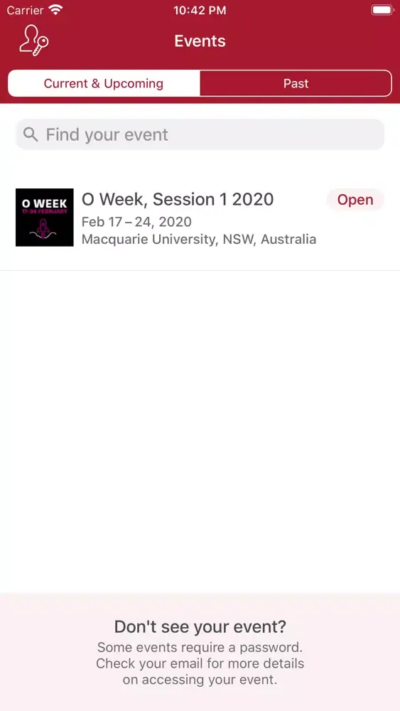 Tangkapan layar Macquarie University Events