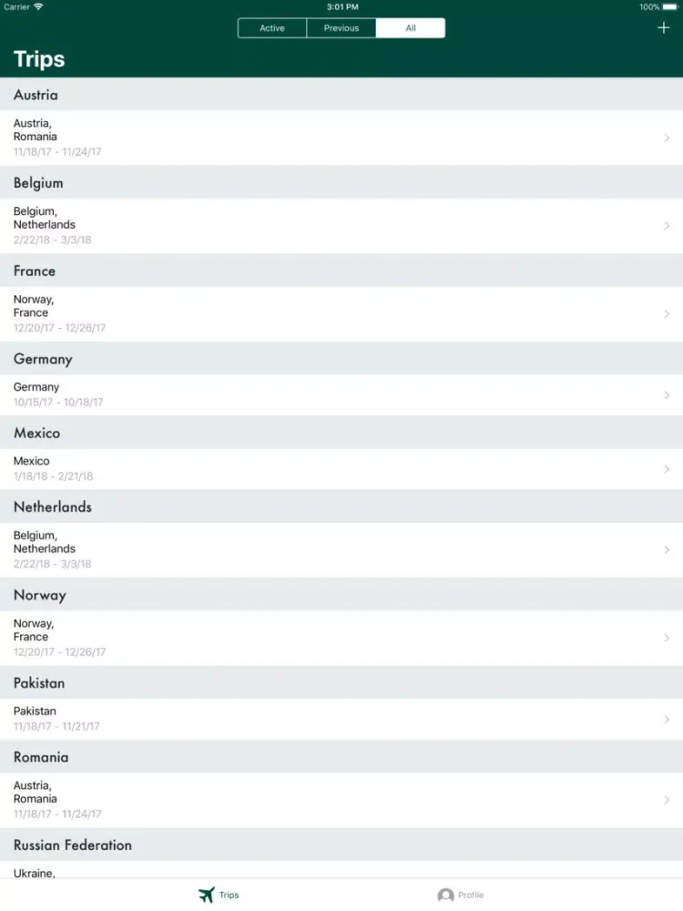 MSU Global Travel Registry iPad  Screenshots