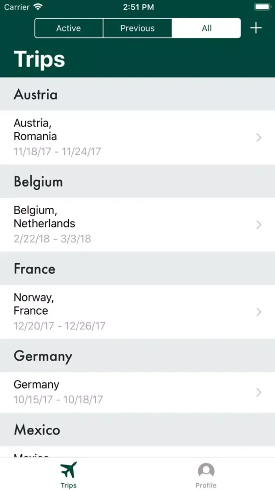MSU Global Travel Registry Screenshots