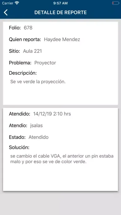 Captures d'écran de ReportesModelo