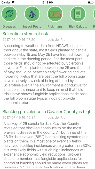 Ảnh chụp màn hình của NDSU Canola Doctor