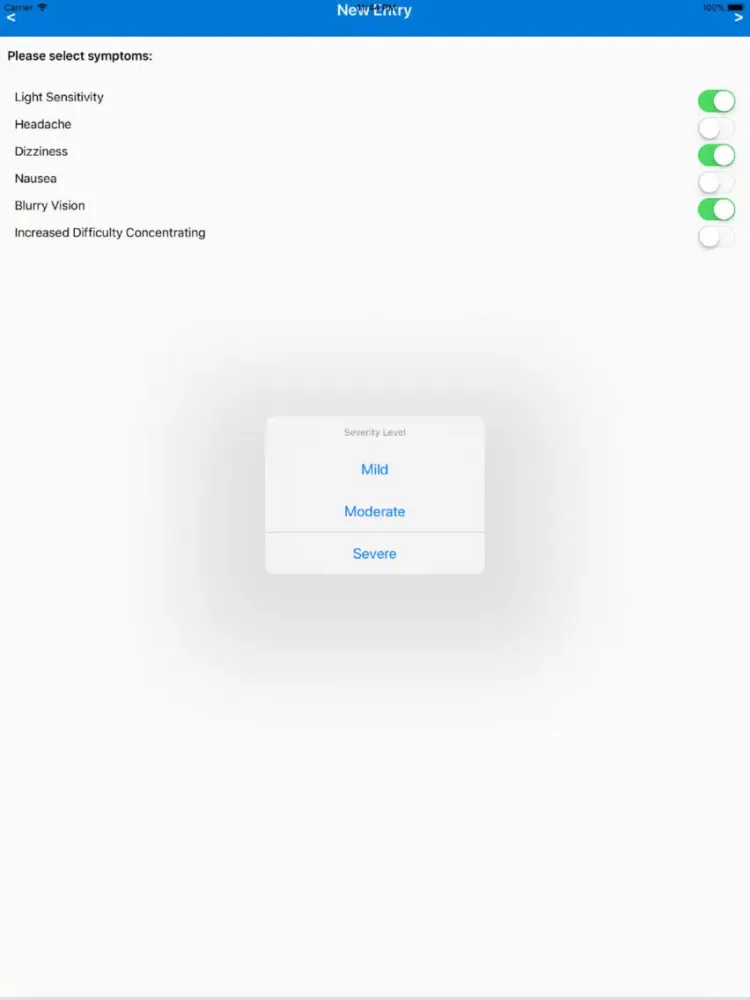 Concussion Symptom Tracker iPad  سکرین شاٹس