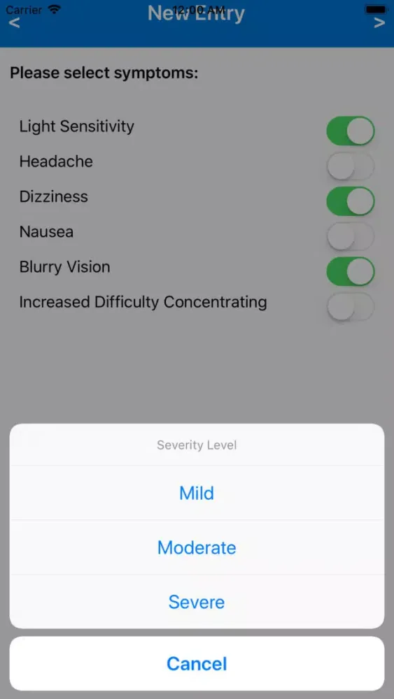 Concussion Symptom Tracker سکرین شاٹس