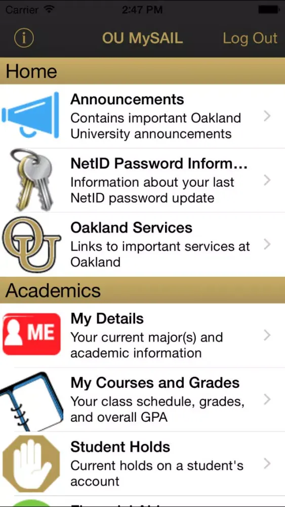 OU MySAIL - Oakland University Screenshots