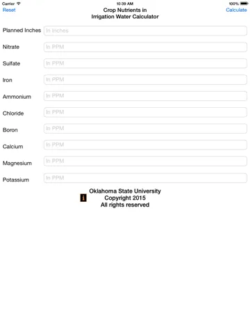 Crop Nutrients in Irrigation Water Calculator iPad  स्क्रीनशॉट