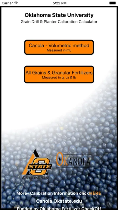 Screenshot di Grain Drill Calibration Calculator