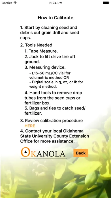 Screenshot di Grain Drill Calibration Calculator