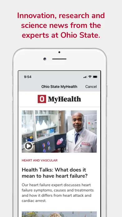 Ohio State MyHealth Screenshots
