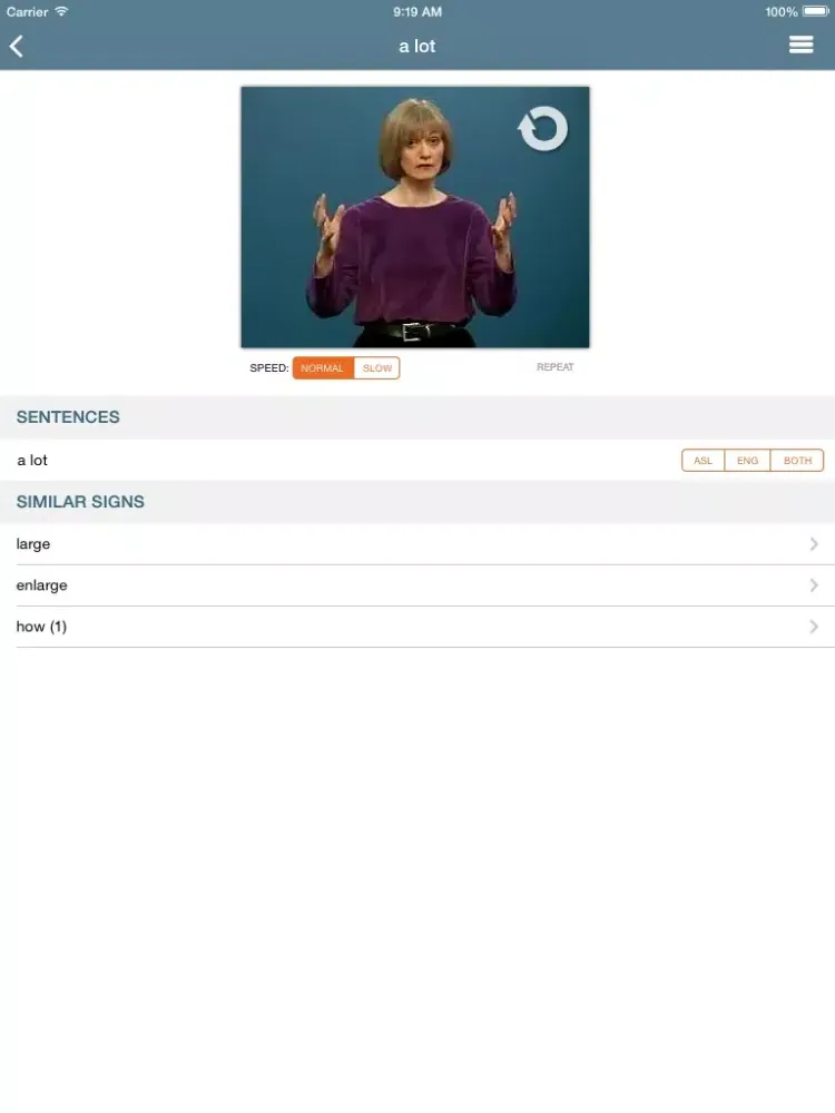 Zrzuty ekranu ASL Dictionary from NTID: Modified for Younger Users iPad 