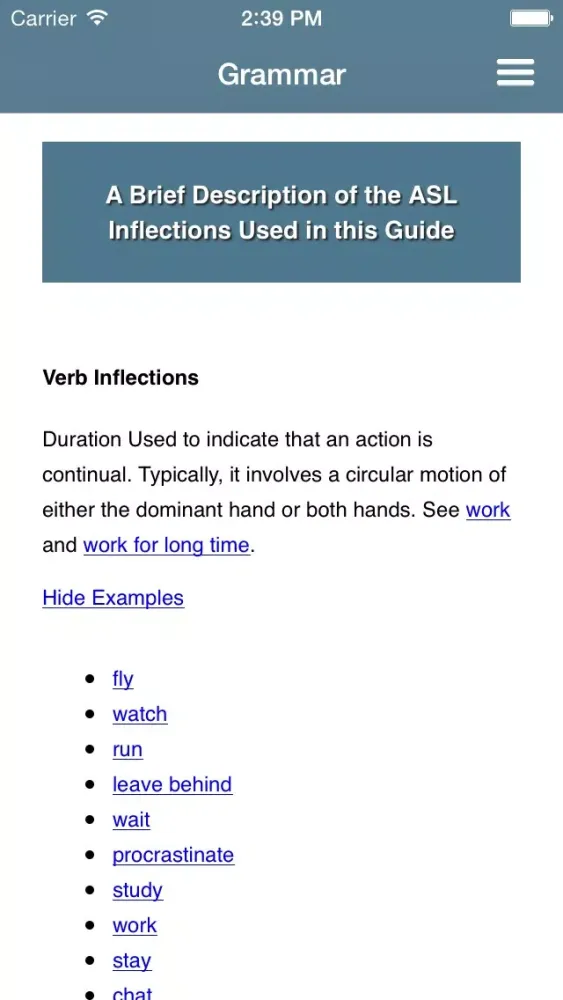 Zrzuty ekranu ASL Dictionary from NTID: Modified for Younger Users