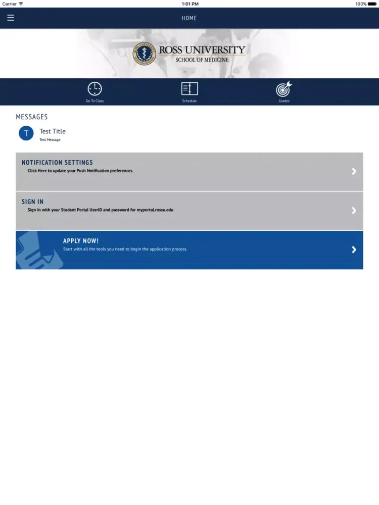Ảnh chụp màn hình của Ross Univ. School of Medicine iPad 