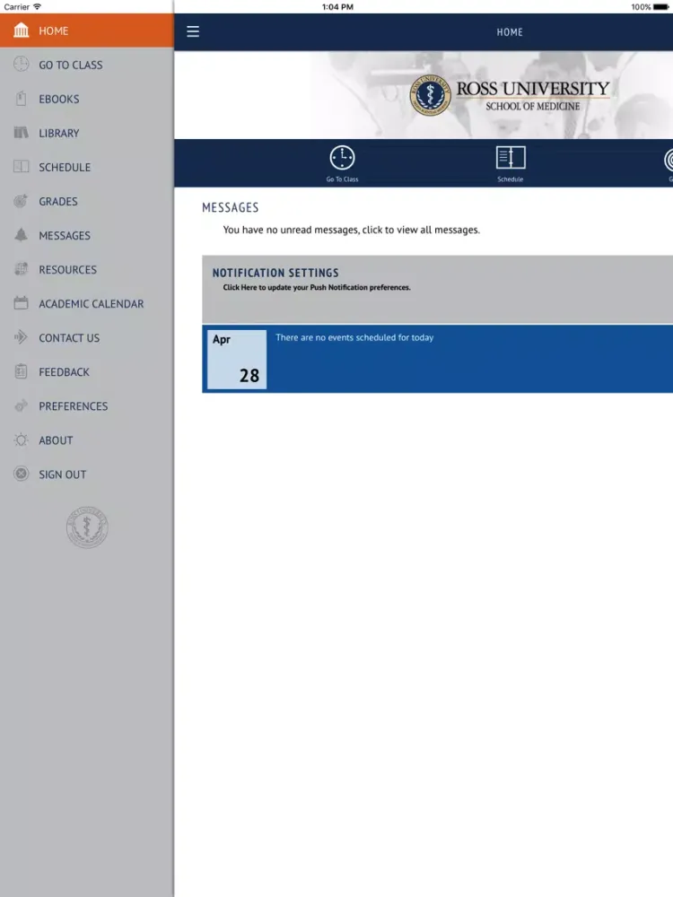 Ảnh chụp màn hình của Ross Univ. School of Medicine iPad 