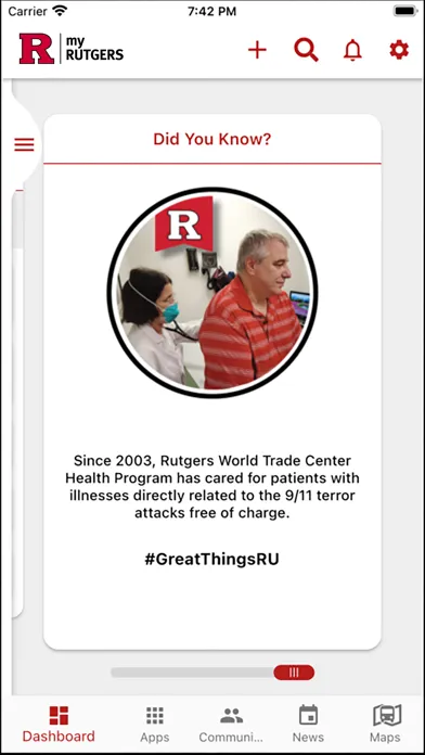 Zrzuty ekranu myRutgers