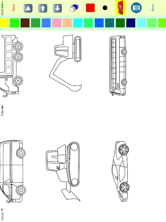 Ảnh chụp màn hình của Vehicles Moving Coloring Book iPad 