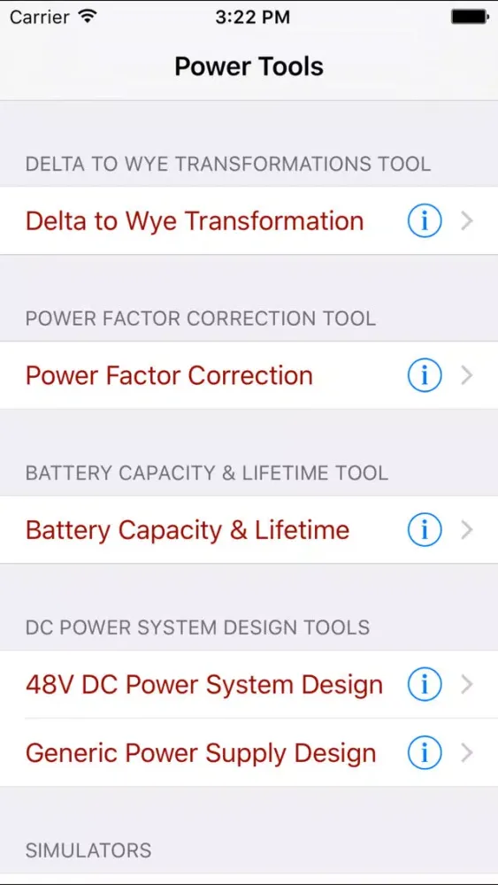 Tangkapan layar Power Engineer's Toolset