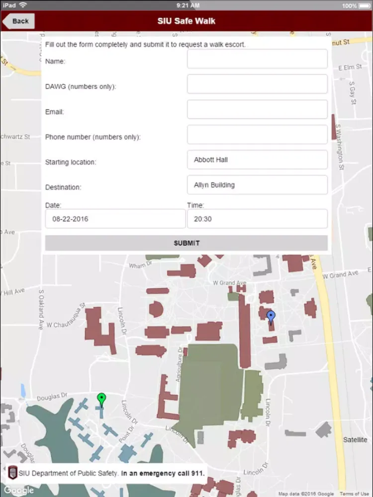 SIU Safe Walk iPad  Screenshots