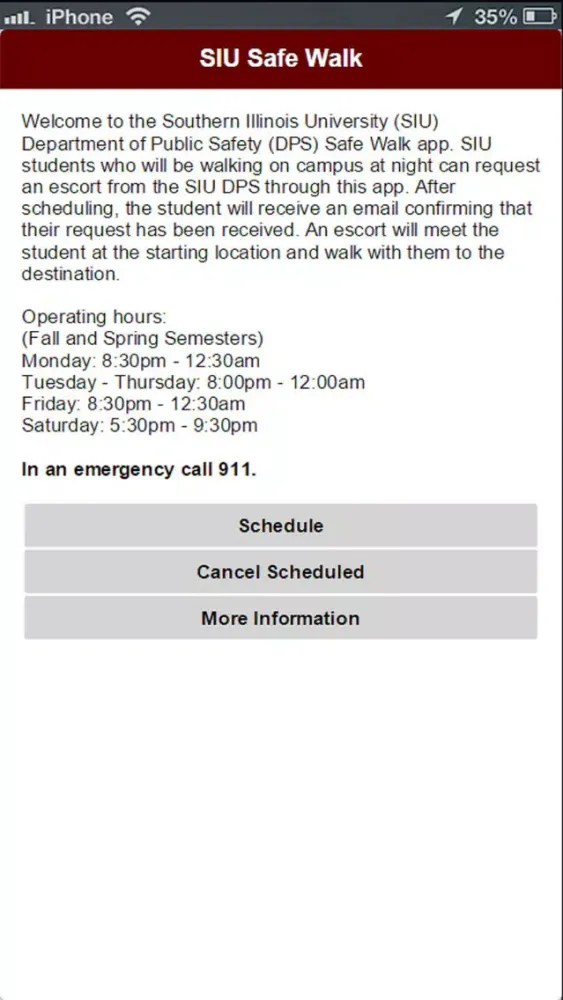 SIU Safe Walk Screenshots