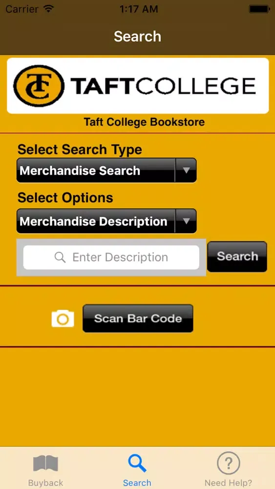 Capturas de tela do Taft College Bookstore