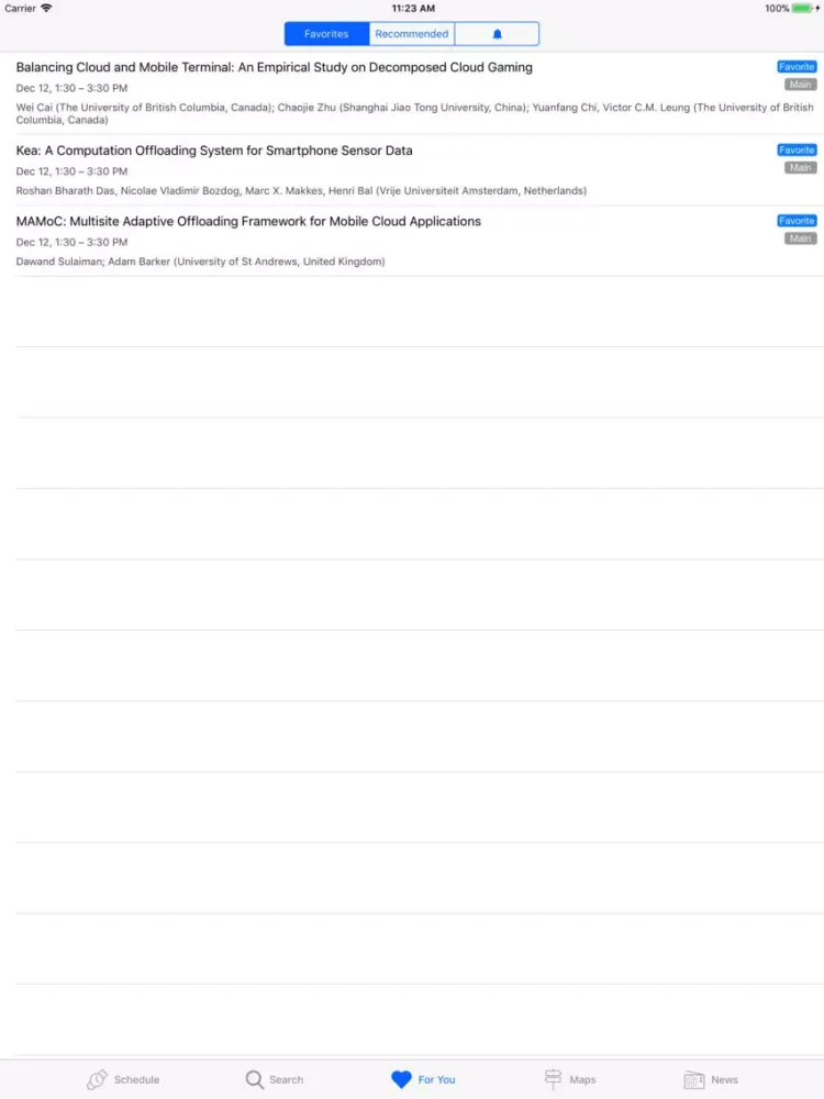 IEEE CloudCom iPad  Screenshots