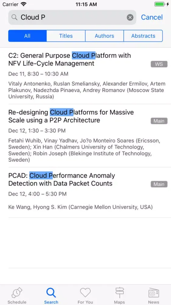 IEEE CloudCom Screenshots