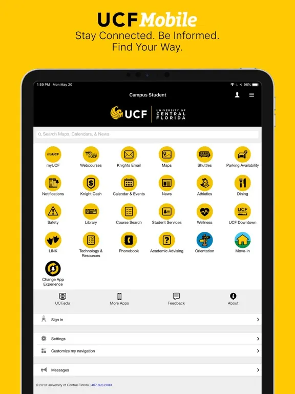 UCF Mobile iPad  Screenshots