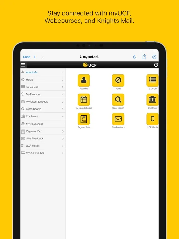UCF Mobile iPad  Screenshots