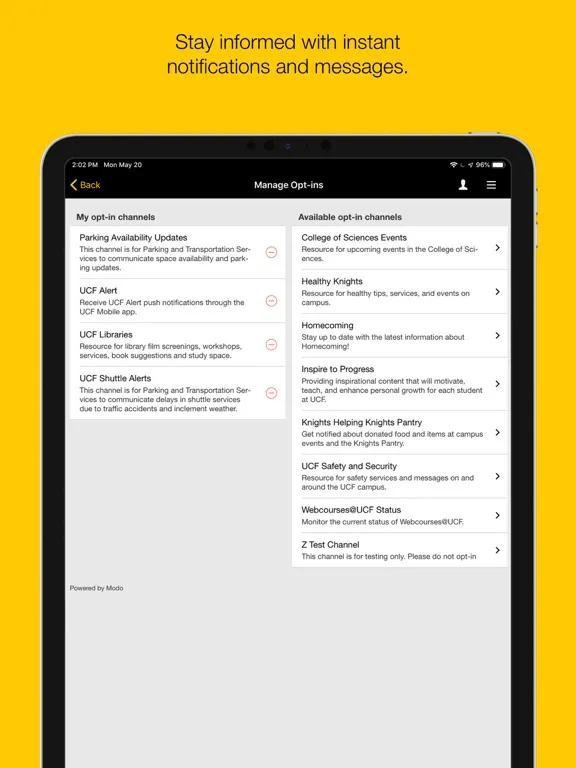 UCF Mobile iPad  Screenshots