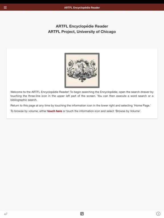 ภาพหน้าจอของ ARTFL Encyclopédie Reader iPad 