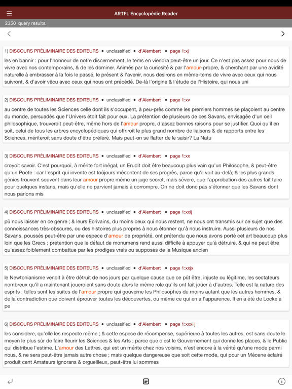 Captures d'écran de ARTFL Encyclopédie Reader iPad 